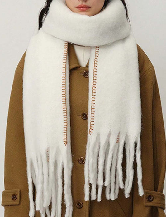 Warm Plush Thick Cashmere Fringe Winter Scarf