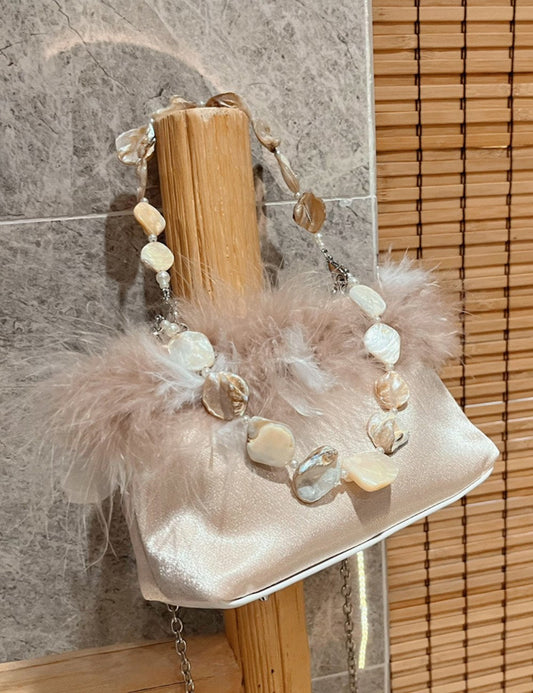 Cute Solid Color Fluffy Crossbody Handbag