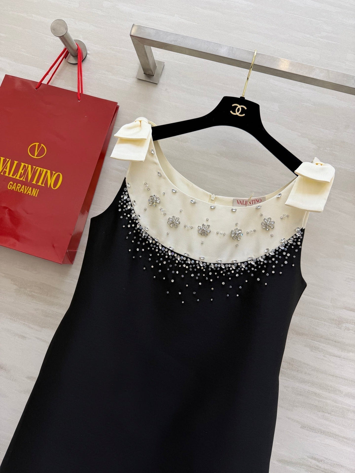 Valen 26s Rhinestone Beaded Dress Black Cotton 344751