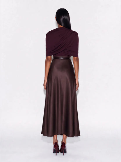 Azalea Leather-Panelled Maxi Dress