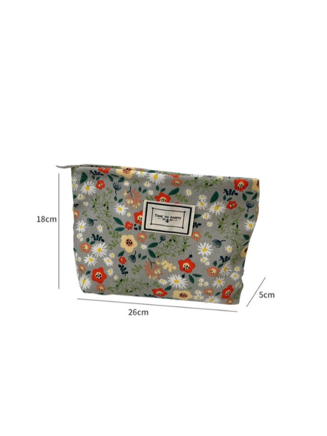 Cosbai - Floral Print Pouch Storage Bag With Zipper