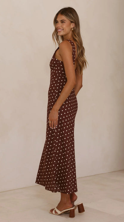 Sammie Maxi Dress - Chocolate/Nude Spot