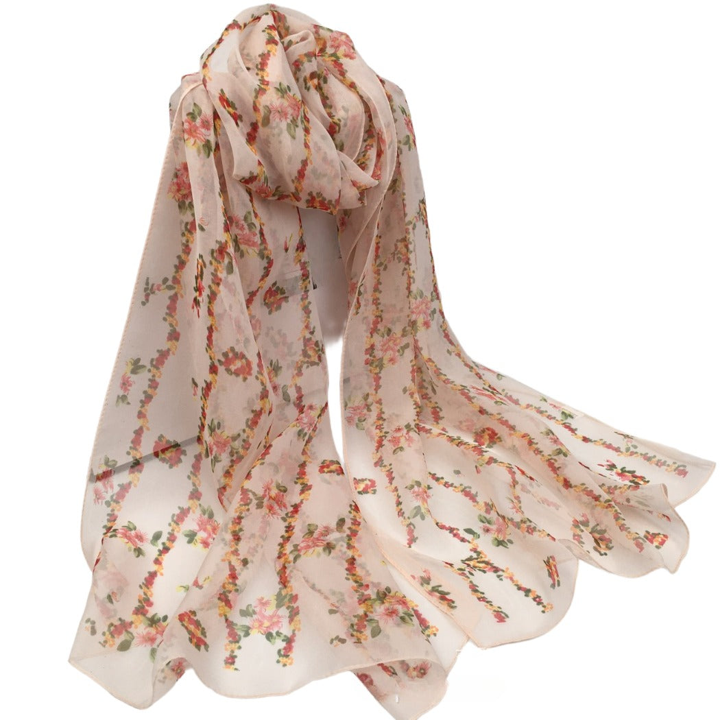 Scarvii - Vines Flower Print Scarf - Cool &amp; Soft