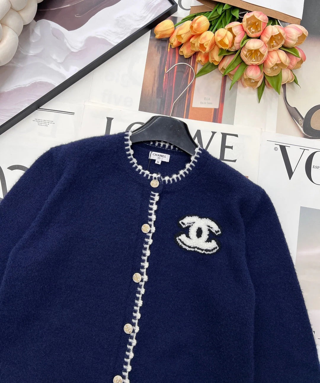 CC 26 Knit Cardigan Navy Blue Wool Cashmere 785151