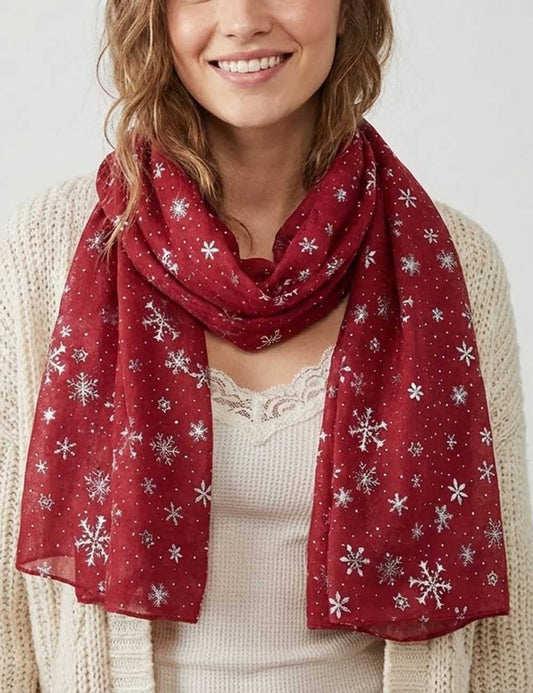 Winter Snowflake Polka Dots Christmas Shawl Scarf