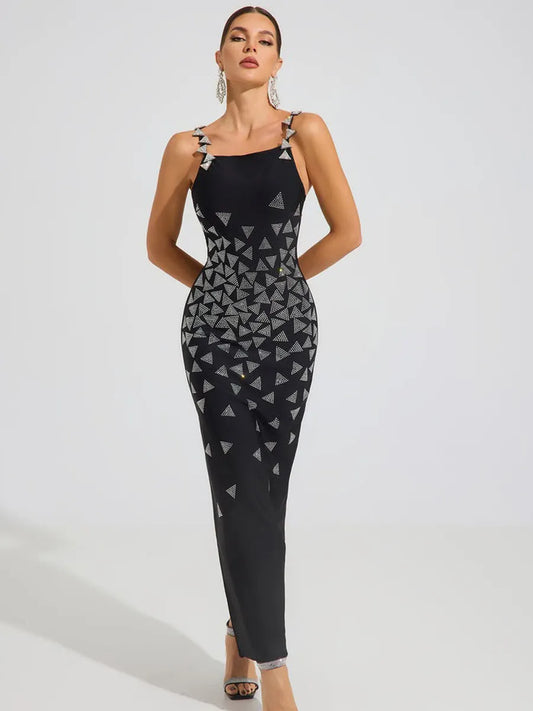 Charlotte Geometric Embellished Maxi Dress