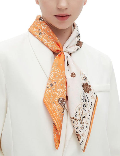 Retro Patchwork Paisley Square Satin Scarf