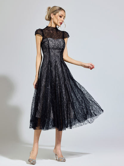 Sienna Black Lace Sequin Dress