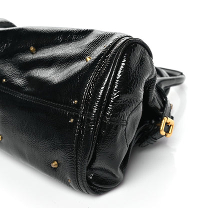 Crinkled Patent Medium Paddington Satchel Black