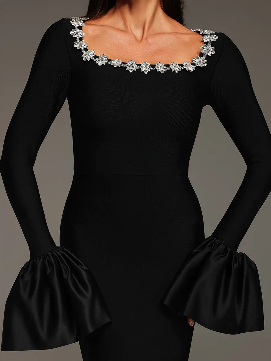 Dahlia Trumpet Sleeve Bandage Maxi Dress