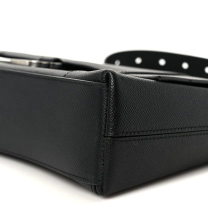 Semi Matte Soft Textured Calfskin Downtown Shoulder Bag Black