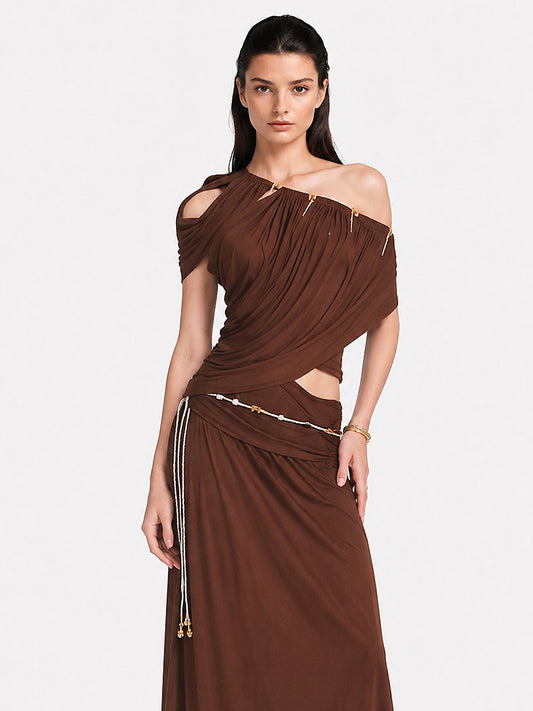 Giselle Pleated Beaded Maxi Set