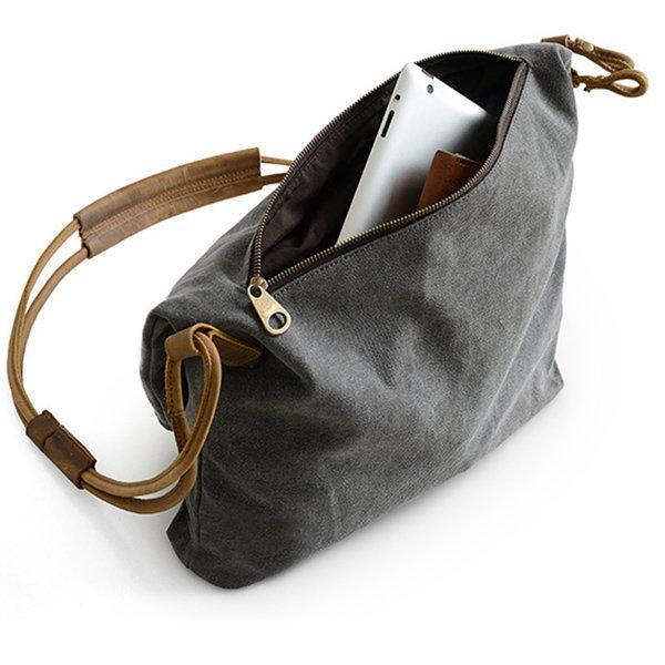 Ekphero Women Vintage Messenger Bag Genuine Leather Canvas Crossbody Bag Tribal Rucksack