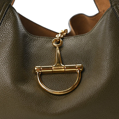 Grained Calfskin Softbit Maxi Shoulder Bag Forest Green