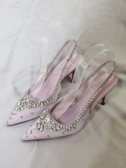 Daisy Crystal Closed-Toe High-Heeled Sandals