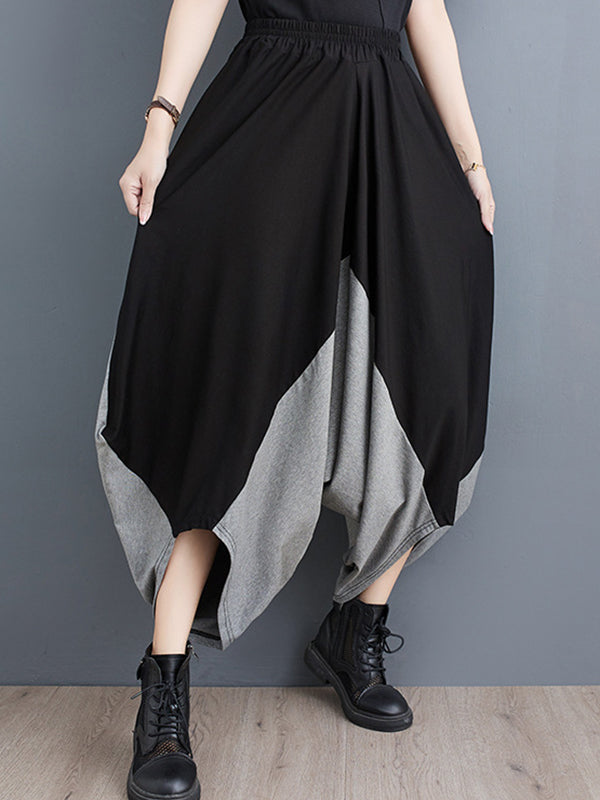 Harem Pants Irregular Clipping Split-Joint Casual Pants Bottoms Cropped Trousers