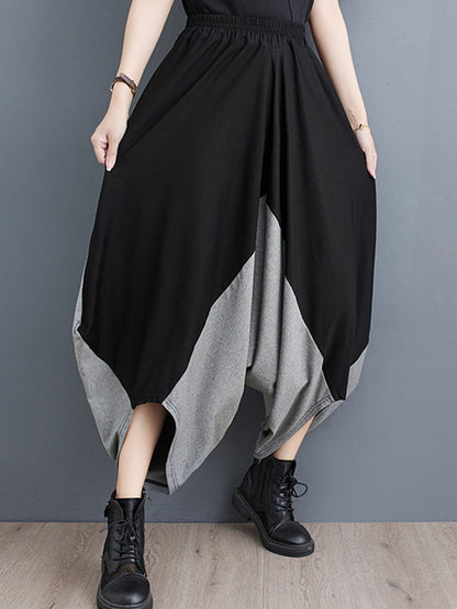 Harem Pants Irregular Clipping Split-Joint Casual Pants Bottoms Cropped Trousers