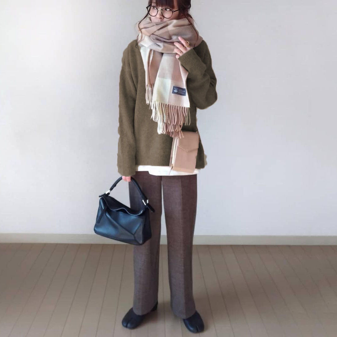 Long Sleeves Solid Color High Neck Knitwear Sweater Tops