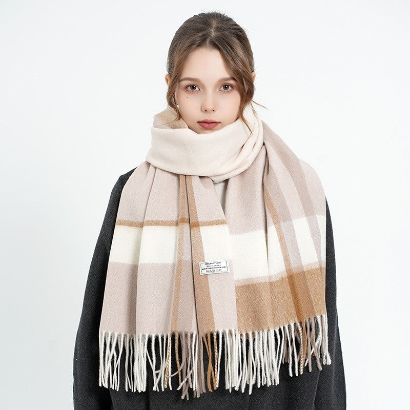 Fashion Plaid Fringe Shawl Scarf