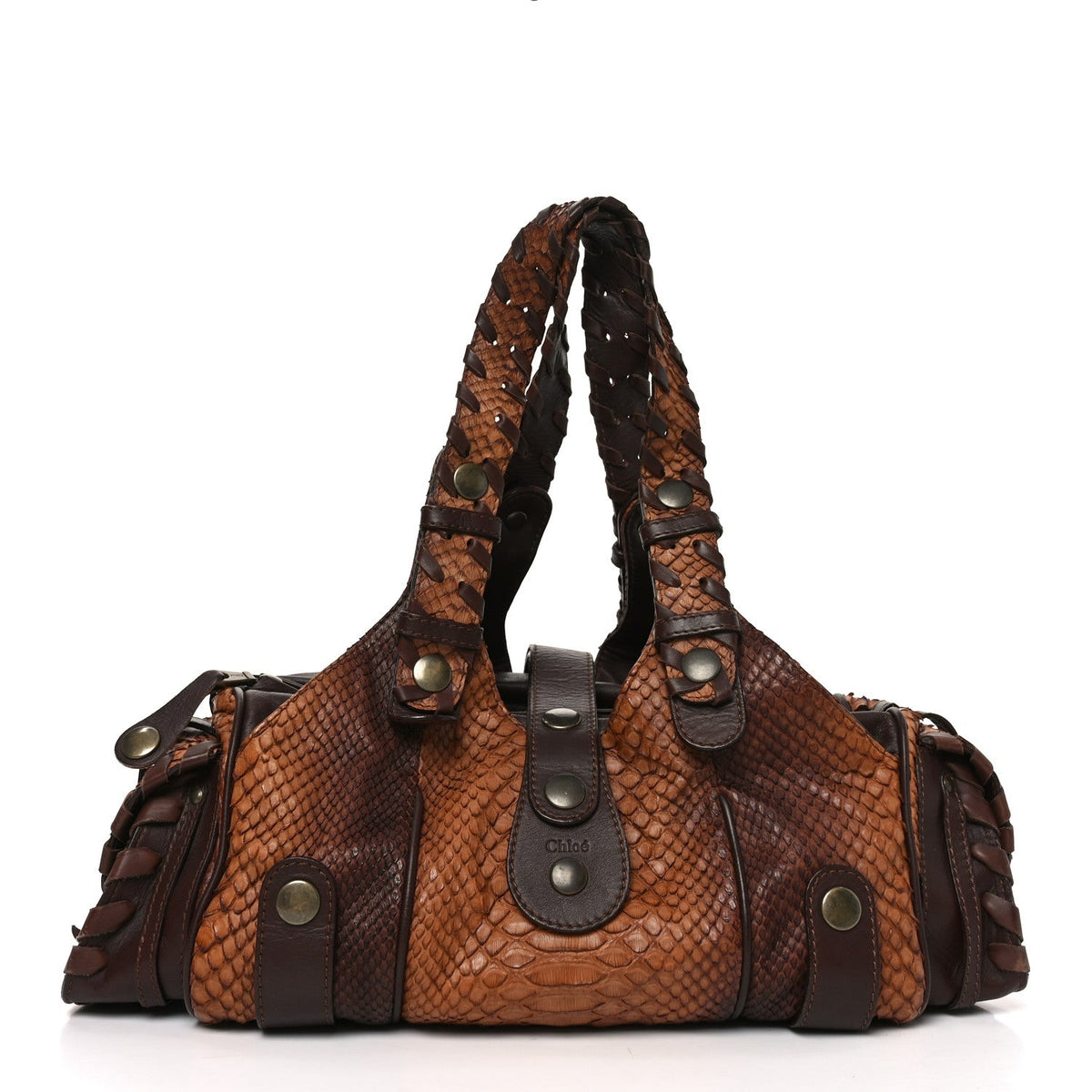 Snakeskin Silverado Shoulder Bag Brown
