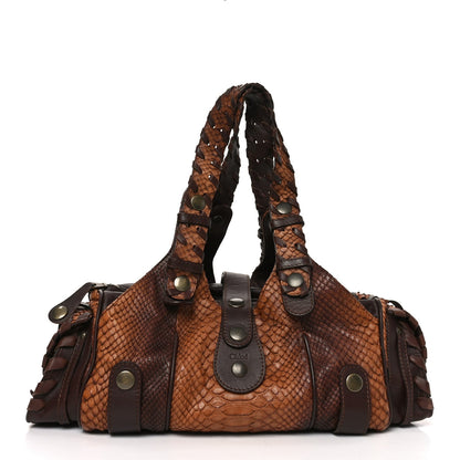 Snakeskin Silverado Shoulder Bag Brown
