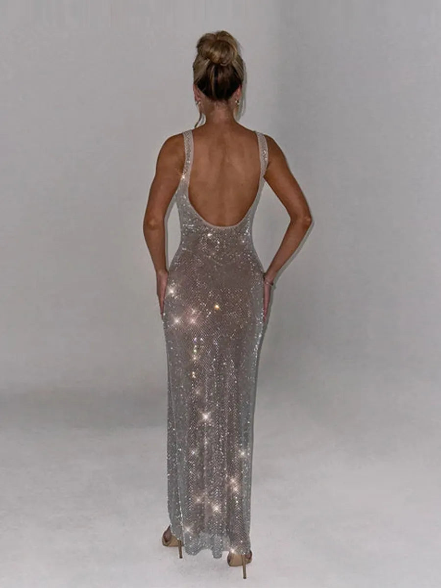 Noelle Maxi Dress In Silver