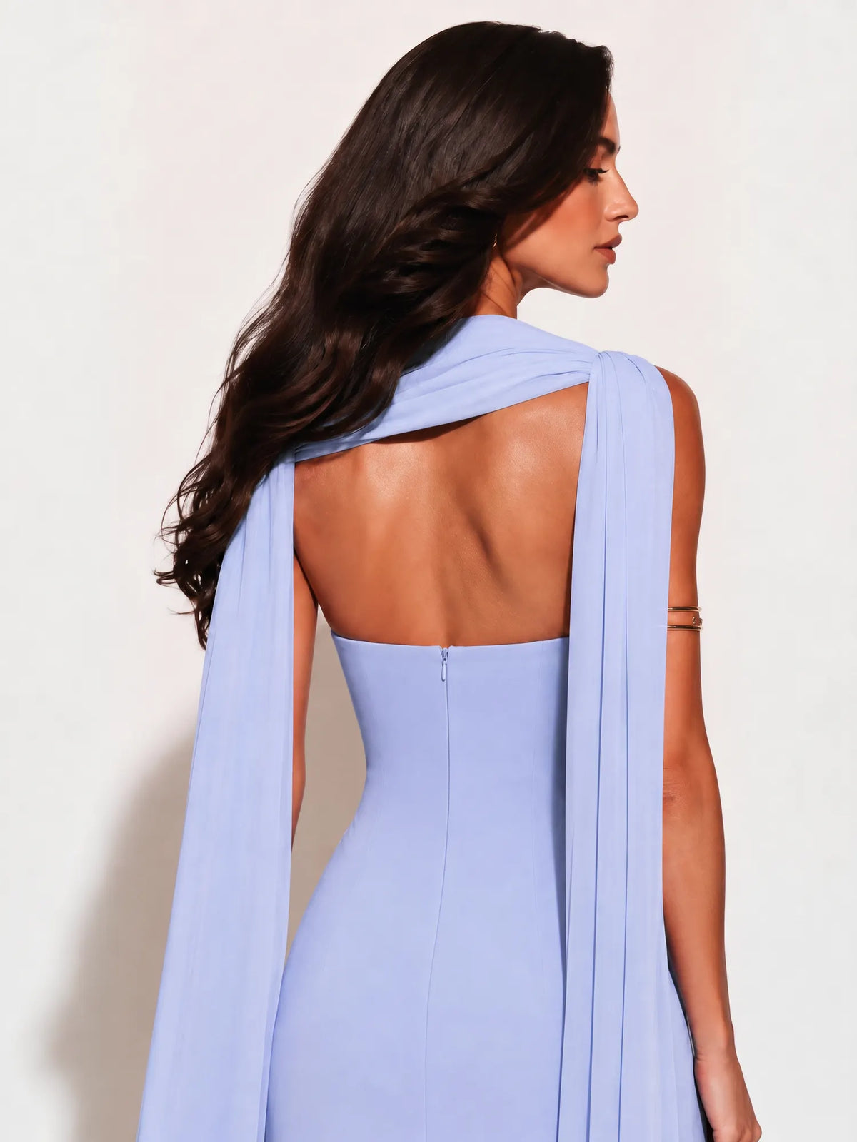 Ellie Pleated Strapless Draped Maxi Dress