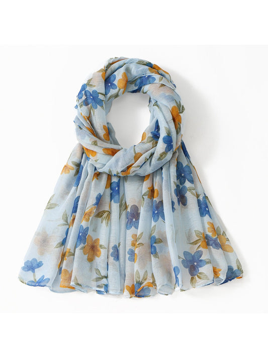 Scarvii - Floral Voile Print Scarf Shawl Beach Wrap