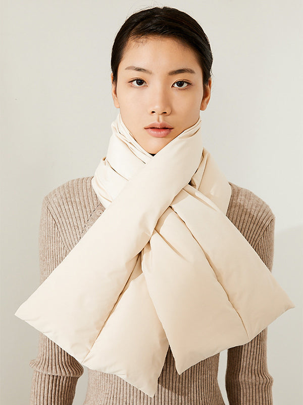 White Duck Down Keep Warm Solid Color Shawl&Scarf