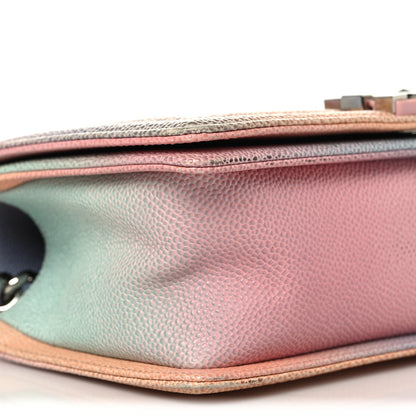 Caviar Quilted Medium Cuba Rainbow Boy Flap Pink Multicolor