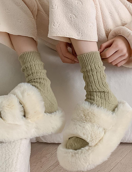 Casual Solid Color Thicken Plush Crew Socks