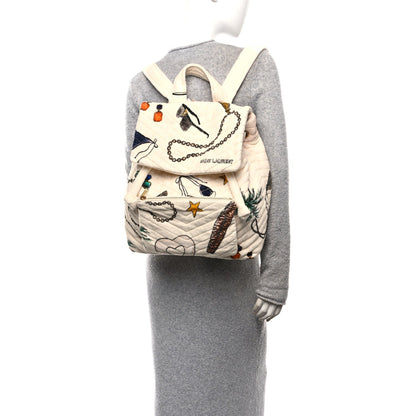 Terrycloth Summer Print Matelasse Backpack Poudre White Multicolor