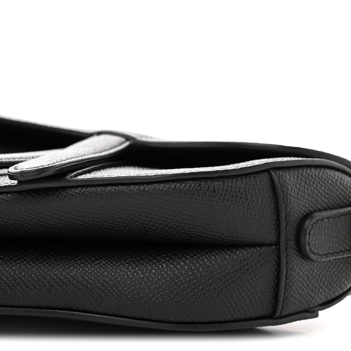 Grained Calfskin Mini Saddle Bag Black