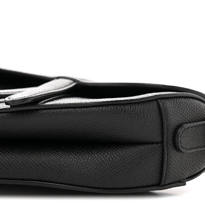 Grained Calfskin Mini Saddle Bag Black
