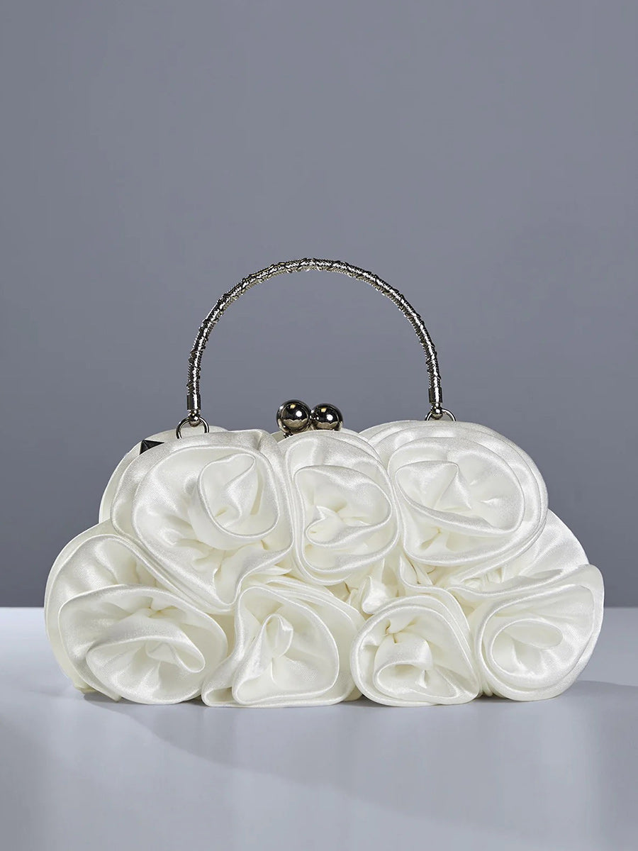 Adahy Flower Satin Bag In White