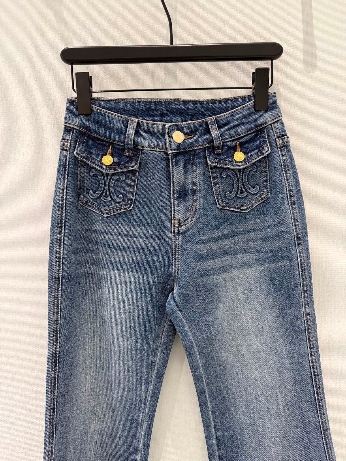 Celine 26S Flap Pocket Flared Jeans Union Wash Cotton 351198