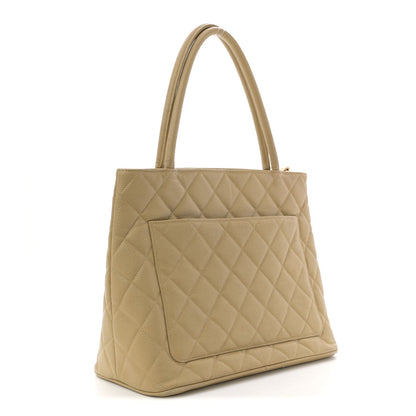 Caviar Quilted Medallion Tote Beige