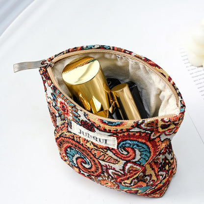 Cosbai - Boho Orange Floral Clutch Bag Zippered Organizer