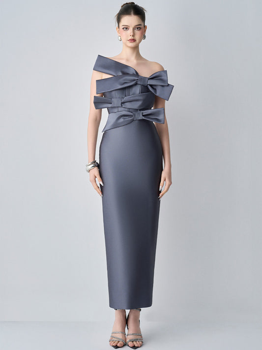 Olena Bandeau 3D Bows Maxi Dress