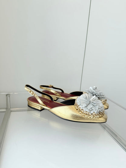 CC 26 Flower-shaped Sandal Gold Silver Lambskin 597409