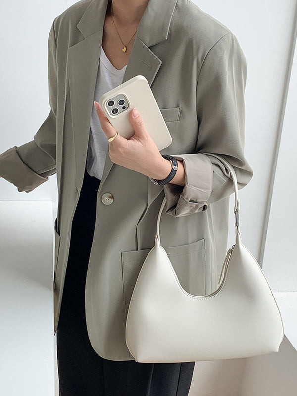 Geometric Split-Joint Zipper Shoulder Bags Handbags