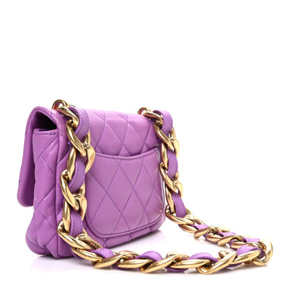 Lambskin Quilted Small CC Funky Town Flap Purple
