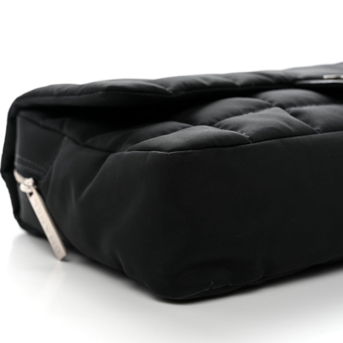 Nylon Square Quilted Flap Black