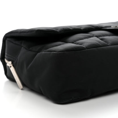 Nylon Square Quilted Flap Black