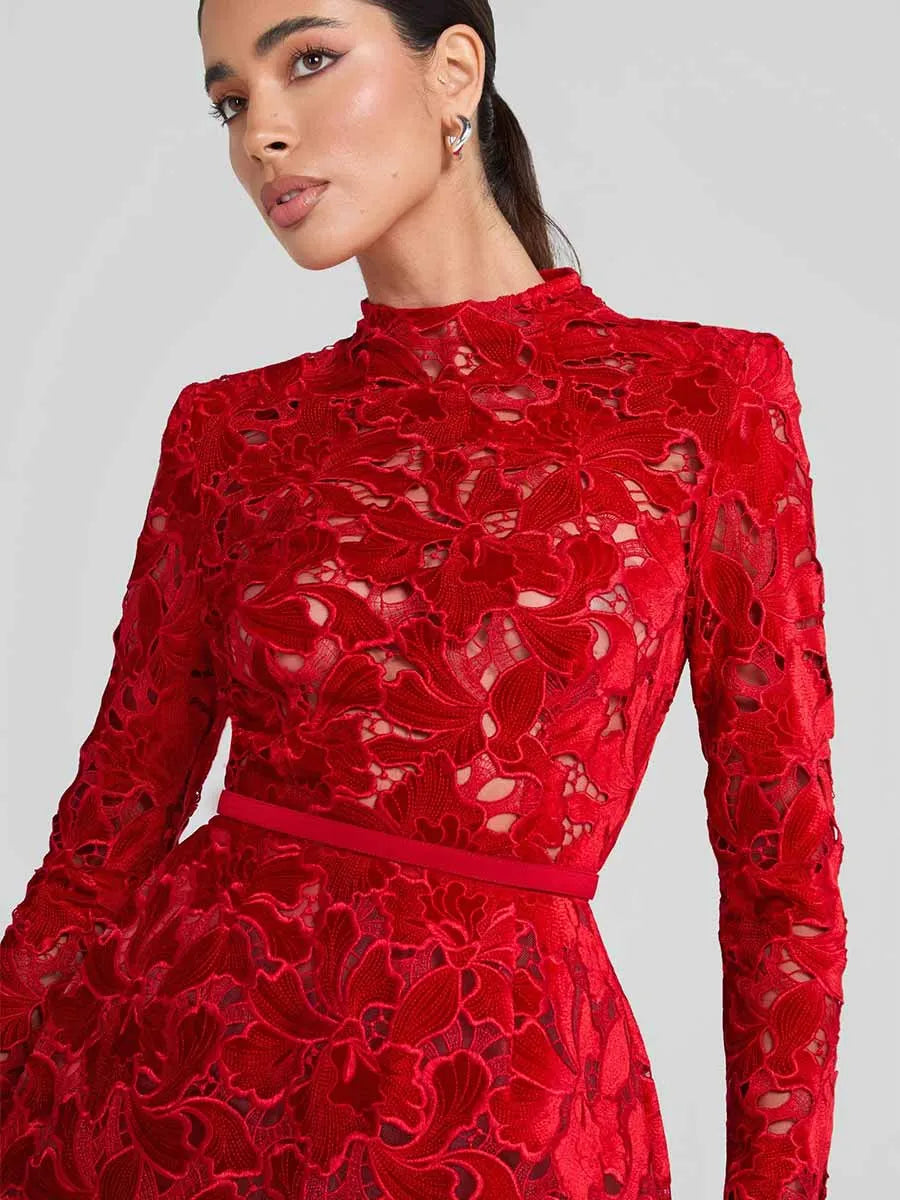 Delaney Long Sleeved Lace Mini Dress
