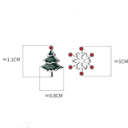 Asymmetrical Christmas Tree Snowflake Stud Earring