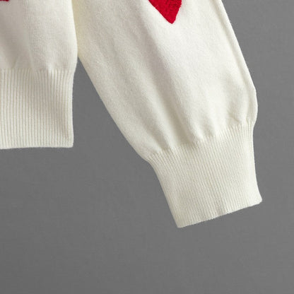 Round Neck Love Pullover Loose Sweater