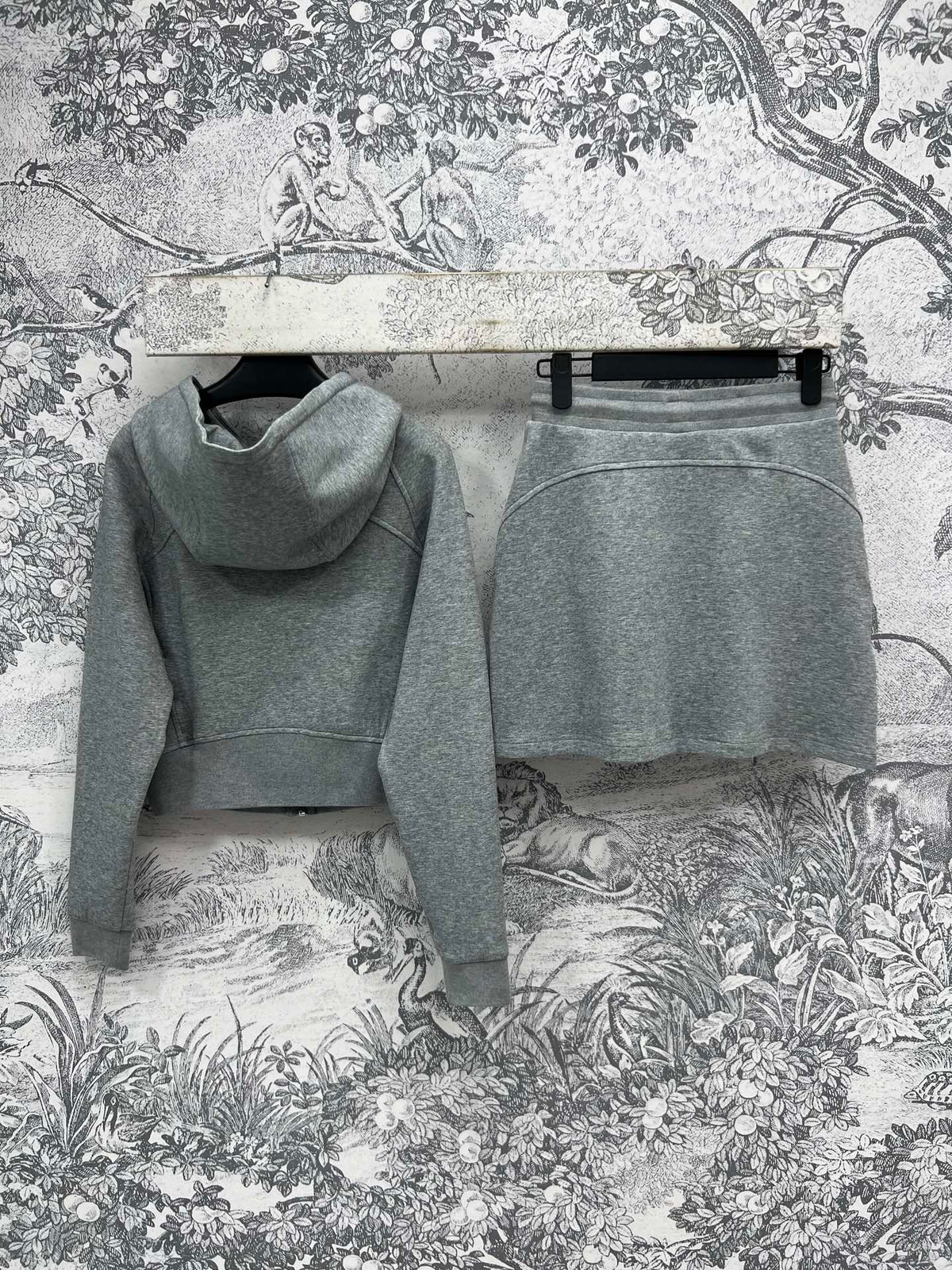 Prada 25 Hooded Jacket and Skirt set Black and Gray Cotton