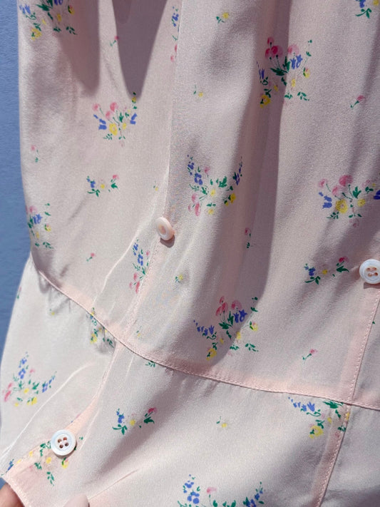 Prada 25 Floral Vest Pink Viscose and Silk