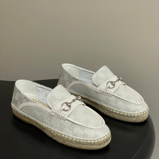 GG 26ss Slip-on Loafers Ivory Denim 593495